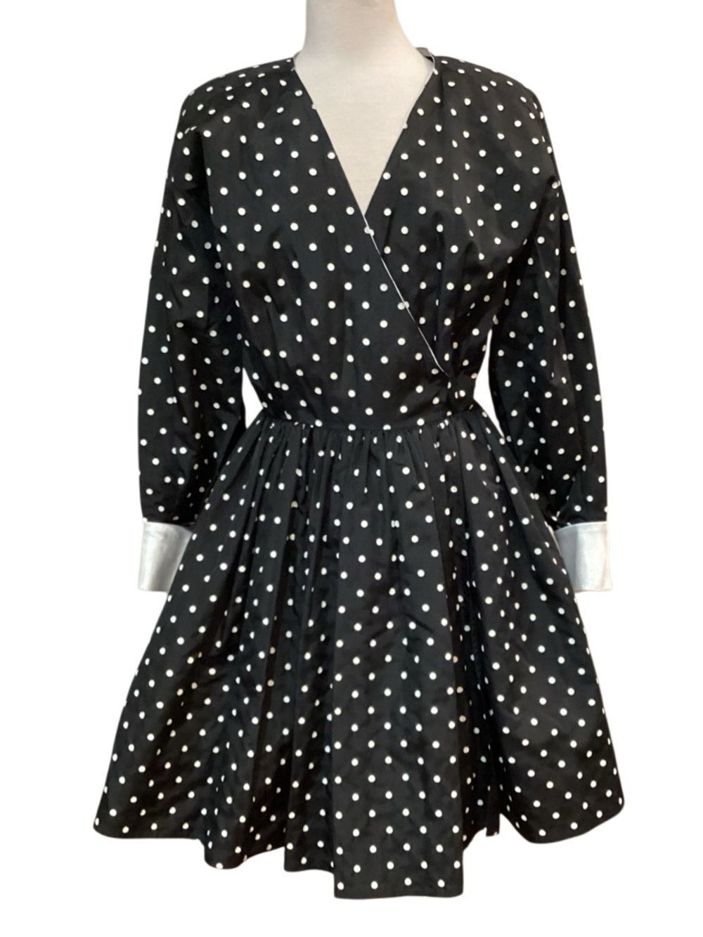 Vintage Cache Black Polka Dot Dress Tulle Size 8 - Picture 2 of 12